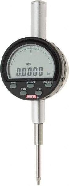 SPI - 0 to 1" Range, 0.0001" Graduation, Electronic Drop Indicator - Flat & Lug Back, Accurate to 0.0006", Inch & Metric System, Digital Display - Apex Tool & Supply
