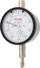 SPI - 5mm Range, 0-50 Dial Reading, 0.01mm Graduation Dial Drop Indicator - 42mm Dial, 0.5mm Range per Revolution, 0.016mm Accuracy, Includes NIST Traceability Certification - Apex Tool & Supply