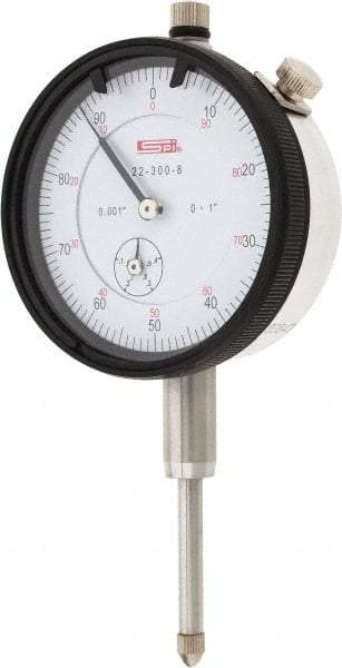 SPI - 1" Range, 0-100 Dial Reading, 0.001" Graduation Dial Drop Indicator - 2.2" Dial, 0.1" Range per Revolution, 0.002" Accuracy, Revolution Counter, Includes NIST Traceability Certification - Apex Tool & Supply
