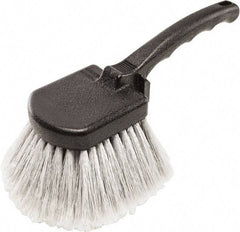 Harper Brush - 2-1/4" Bristle Length, Flagged Plastic Utility Scrub Brush - 3-1/2" x 3-1/2" Long x 3" Wide Head, 10" OAL, Easy Grip Handle, Black, Polypropylene Block, Flagged - Apex Tool & Supply