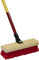 Harper Brush - 2-1/2" Bristle Length, Polypropylene Deck Scrub Brush - 54" Long x 12" Wide Head, 60" OAL, Straight Handle, Red, Wood Block - Apex Tool & Supply