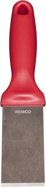 Remco - Stiff Stainless Steel Beveled Scraper - 1-1/2" Blade Width x 3-1/2" Blade Length, 5-13/32" Long Ergonomic Polypropylene Handle - Apex Tool & Supply