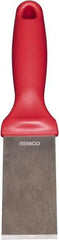 Remco - Stiff Stainless Steel Beveled Scraper - 1-1/2" Blade Width x 3-1/2" Blade Length, 5-13/32" Long Ergonomic Polypropylene Handle - Apex Tool & Supply