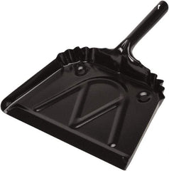 Harper Brush - 12" Wide x 7" Deep x 4" High Handheld Dustpan - Metal Body, 6" Handle, Black - Apex Tool & Supply