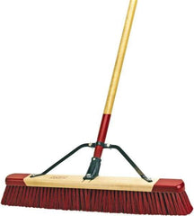 Harper Brush - 24" Rough Surface Synthetic Push Broom - 3" Bristle Length, Wood Block, Bolt-On Handle Connection, Handle Included - Apex Tool & Supply