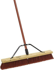 Harper Brush - 24" Medium Duty Synthetic Push Broom - 3" Bristle Length, Wood Block, Threaded Handle Connection, Handle Sold Separately - Apex Tool & Supply