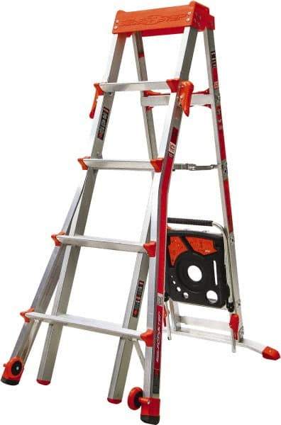 Little Giant Ladder - 6 Steps, 8' High, Type IA Rating, Aluminum Multi-Use Ladder - 300 Lb Load Capacity, 27" Base Width - Apex Tool & Supply