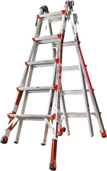 Little Giant Ladder - 18 Steps, 19' High, Type IA Rating, Aluminum Multi-Use Ladder - 300 Lb Load Capacity, 26-1/2" Base Width - Apex Tool & Supply