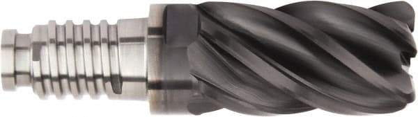 Kennametal - 25mm Diam, 37.5mm LOC, 5 Flute, 4mm Corner Radius End Mill Head - Solid Carbide, AlTiN Finish, Duo-Lock 25 Connection, Spiral Flute, 37 & 39° Helix - Apex Tool & Supply
