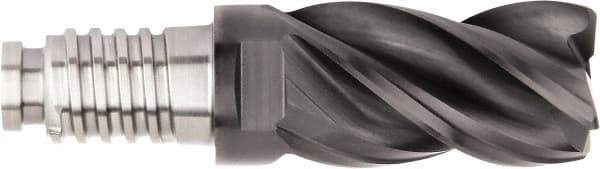 Kennametal - 32mm Diam, 48mm LOC, 4 Flute, 4mm Corner Radius End Mill Head - Solid Carbide, AlTiN Finish, Duo-Lock 32 Connection, Spiral Flute, 37 & 39° Helix, Centercutting - Apex Tool & Supply