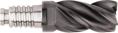 Kennametal - 16mm Diam, 24mm LOC, 4 Flute, 0.5mm Corner Chamfer End Mill Head - Solid Carbide, AlTiN Finish, Duo-Lock 16 Connection, Spiral Flute, 37 & 39° Helix, Centercutting - Apex Tool & Supply