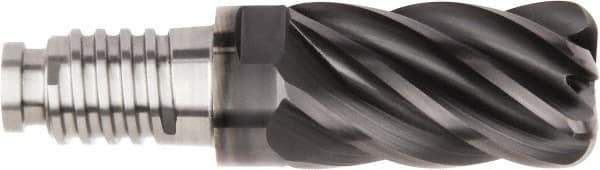 Kennametal - 3/4" Diam, 1-1/8" LOC, 6 Flute, 0.06" Corner Radius End Mill Head - Solid Carbide, AlTiN Finish, Duo-Lock 20 Connection, Spiral Flute, 37 & 39° Helix, Centercutting - Apex Tool & Supply