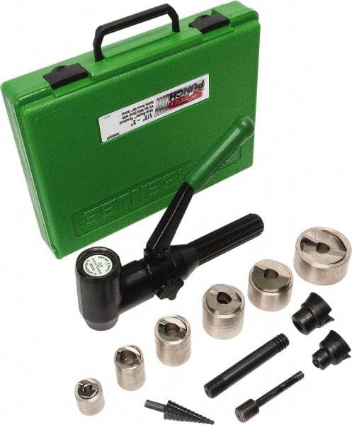 Greenlee - 19 Piece, .885 to 2.416" Punch Hole Diam, Hydraulic Knockout Set - Round Punch, 10 Gage Steel - Apex Tool & Supply