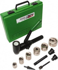 Greenlee - 19 Piece, .885 to 2.416" Punch Hole Diam, Hydraulic Knockout Set - Round Punch, 10 Gage Steel - Apex Tool & Supply