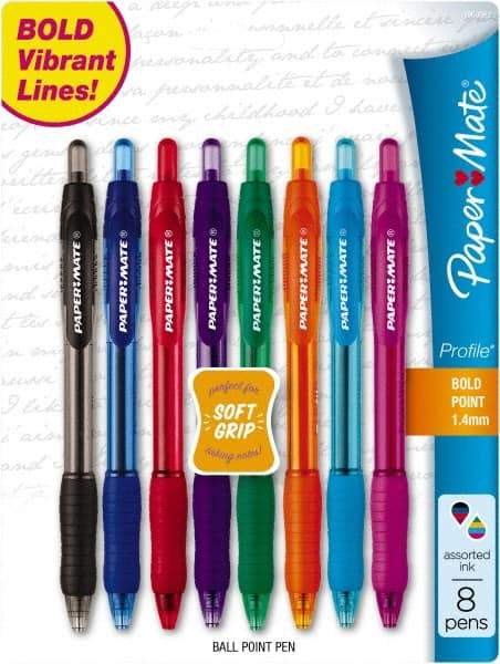 Paper Mate - 1mm Ball Point Retractable Ball Point Pen - Assorted Colors - Apex Tool & Supply