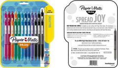 Paper Mate - 1mm Ball Point Retractable Ball Point Pen - Pink, Red, Orange, Green, Turquoise, Blue, Purple & Black - Apex Tool & Supply
