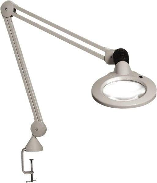 Vision Engineering - 30" Arm, Spring Suspension, Clamp Mount, LED, Light Gray, Magnifying Task Light - 9 Watts, 120 Volts, 1.75x Magnification - Apex Tool & Supply