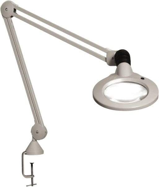 Vision Engineering - 45" Arm, Spring Suspension, Clamp Mount, LED, Light Gray, Magnifying Task Light - 9 Watts, 120 Volts, 1.75x Magnification - Apex Tool & Supply