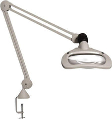 Vision Engineering - 30" Arm, Spring Suspension, Clamp Mount, LED, Light Gray, Magnifying Task Light - 6 Watts, 120 Volts, 2.25x Magnification - Apex Tool & Supply