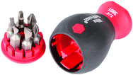 7 Piece - Stubby SoftFinish® Grip Bit Holder Set - Slotted 4.5; 6.5mm Phillips #1 - 2 Square #1 - 2 Bits - Apex Tool & Supply