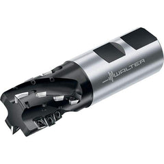 Walter - 25mm Cut Diam, 27mm Max Depth of Cut, 25mm Shank Diam, 97mm OAL, Indexable Square Shoulder Helical End Mill - Weldon Shank, 90° Lead Angle, Through Coolant, Series M4256 - Apex Tool & Supply