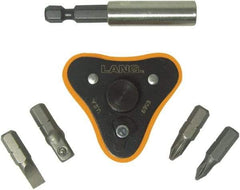 Lang - 6 Piece, Black/Orange Ratcheting Bit Driver Set - For Use with Various Applications - Apex Tool & Supply