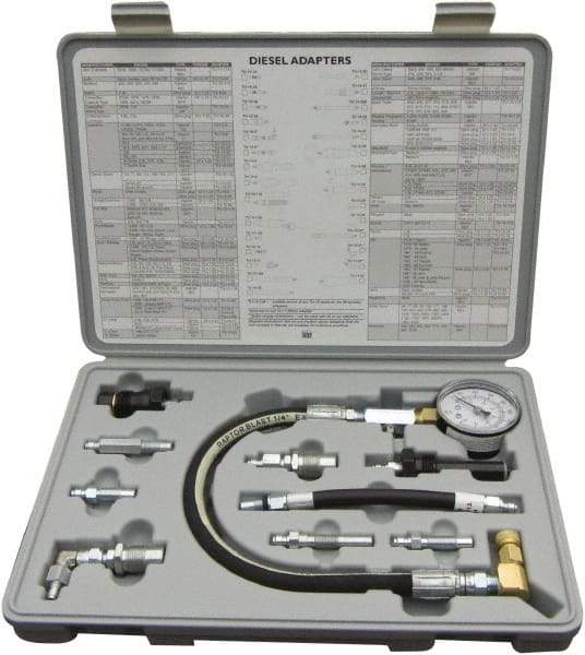 Lang - 10 Piece Dial Engine Compression Test Kit - 1,000 Max Pressure, PSI Scale - Apex Tool & Supply
