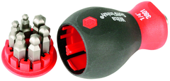 7 Piece - Stubby SoftFinish® Grip Bit Holder Set -- 1/8; 9/64; 5/32; 3/16; 7/32; & 1/4 Bits - Ball End Hex Bits - Apex Tool & Supply