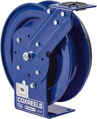 CoxReels - 10 AWG, 50' Cable Length, Cord & Cable Reel without Cable - 0 Outlets, 35 Amps, 115 Volts, SO Cable, Blue Reel, Spring Driven Reel - Apex Tool & Supply