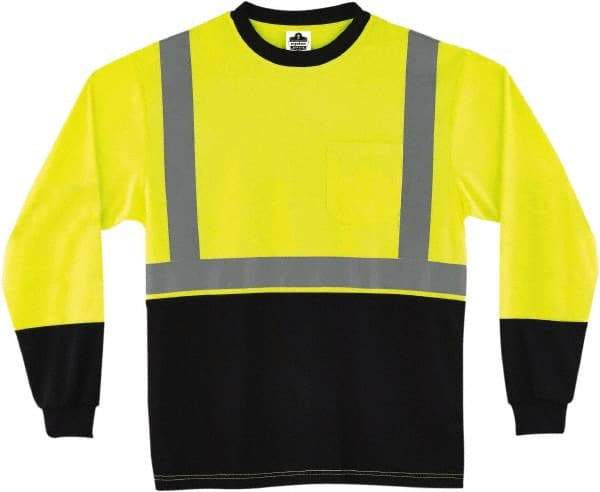 Ergodyne - Size M, Hi-Viz Lime, High Visibility, Long Sleeve T-Pocket, - 38" Chest, 1 Pocket, Polyester - Apex Tool & Supply