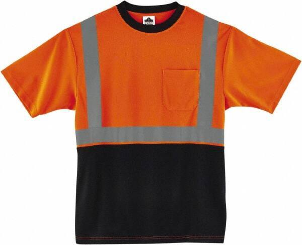 Ergodyne - Size 5XL, Hi-Viz Orange, High Visibility, Short Sleeve T-Pocket, - 62" Chest, 1 Pocket, Polyester - Apex Tool & Supply