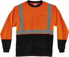 Ergodyne - Size 5XL, Hi-Viz Orange, High Visibility, Long Sleeve T-Pocket, - 62" Chest, 1 Pocket, Polyester - Apex Tool & Supply