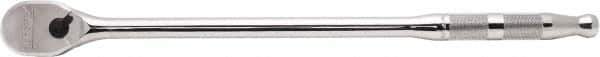 Proto - 1/4" Drive Pear Head Ratchet - Full Polish Chrome Finish, 9" OAL, 90 Gear Teeth, Long Handle, Reversible Head - Apex Tool & Supply