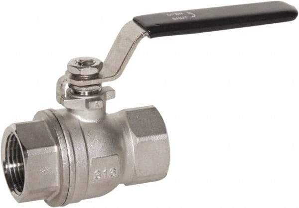 Value Collection - 3/4" Pipe, Full Port, Stainless Steel Standard Ball Valve - 2 Piece, FNPT x FNPT Ends, Lever Handle, 600 WOG, 150 WSP - Apex Tool & Supply
