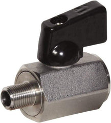 Value Collection - 3/8" Pipe, Full Port, Stainless Steel Miniature Ball Valve - Inline - Two Way Flow, MNPT x FNPT Ends, Wedge Handle, 1,000 WOG, 150 WSP - Apex Tool & Supply