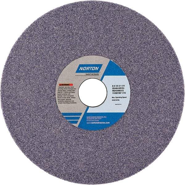 Norton - 7" Diam x 1-1/4" Hole x 1/2" Thick, H Hardness, 46 Grit Surface Grinding Wheel - Aluminum Oxide, Type 1, Coarse Grade, Vitrified Bond - Apex Tool & Supply