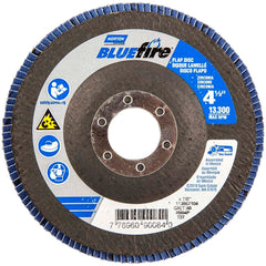 Norton - 4-1/2" 80 Grit 7/8" Center Hole Type 27 Zirconia Alumina Flap Disc - Apex Tool & Supply