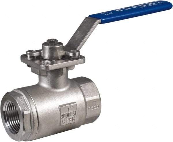 BONOMI - 3/4" Pipe, Full Port, Stainless Steel Full Port Ball Valve - 2 Piece, NPT Ends, Lever Handle, 3,000 WOG - Apex Tool & Supply