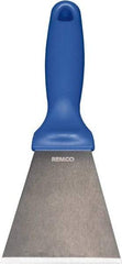 Remco - Stiff Stainless Steel Beveled Scraper - 3" Blade Width x 3-1/2" Blade Length, 5-13/32" Long Ergonomic Polypropylene Handle - Apex Tool & Supply