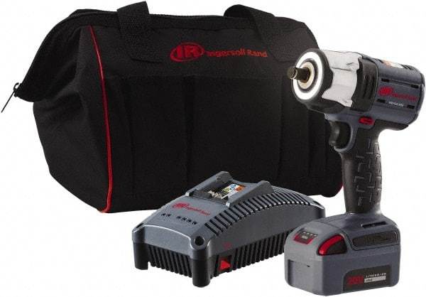 Ingersoll-Rand - 1/2" Drive 20 Volt Pistol Grip Cordless Impact Wrench & Ratchet - 2,100 RPM, 0 to 3,100 BPM, 360 Ft/Lb Torque, 1 Lithium-Ion Battery Included - Apex Tool & Supply