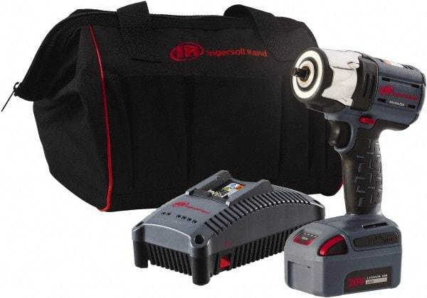 Ingersoll-Rand - 3/8" Drive 20 Volt Pistol Grip Cordless Impact Wrench & Ratchet - 2,100 RPM, 0 to 3,100 BPM, 360 Ft/Lb Torque, 1 Lithium-Ion Battery Included - Apex Tool & Supply