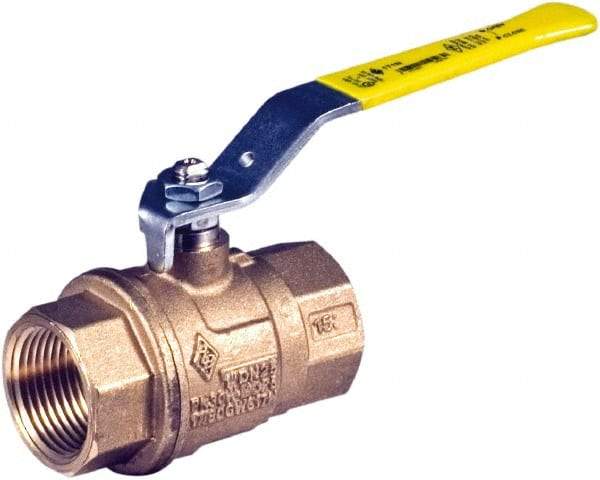 BONOMI - 3/4" Pipe, Full Port, Brass Full Port Ball Valve - Bi-Directional, NPT Ends, Lever Handle, 600 WOG, 150 WSP - Apex Tool & Supply