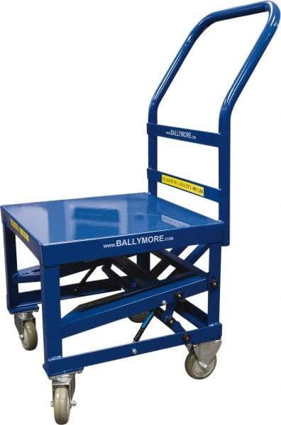 Ballymore - 400 Lb Capacity, 20" Wide x 27" Long x 42" High Mobile Cart - 1 Shelf, Steel, 2 Rigid/2 Swivel Casters - Apex Tool & Supply