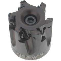 Kennametal - 6 Inserts, 1-1/2" Cut Diam, 1/2" Arbor Diam, 11mm Max Depth of Cut, Indexable Square-Shoulder Face Mill - 0° Lead Angle, 40mm High, LNGU110408SRGE Insert Compatibility, Through Coolant, Series Mill 4-11 - Apex Tool & Supply