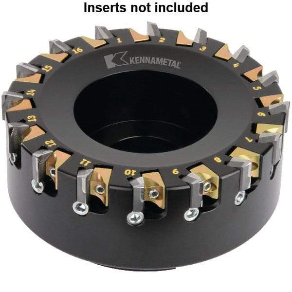 Kennametal - 24 Inserts, 200mm Cut Diam, 60mm Arbor Diam, 1/4" Max Depth of Cut, Indexable Square-Shoulder Face Mill - 0° Lead Angle, 63mm High, KSDR100031E1W4S Insert Compatibility, Series KBDM - Apex Tool & Supply