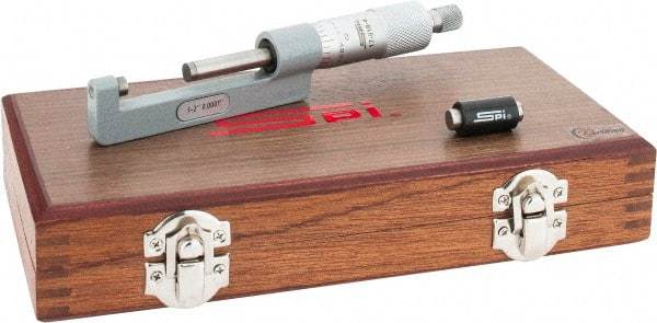 SPI - 1 to 2" Range, Mechanical Hub Micrometer - 0.0001" Graduation, 0.0002" Accuracy, Rotating Spindle - Apex Tool & Supply