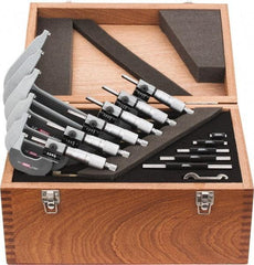 SPI - 0 to 6" Range, 6 Piece Mechanical Outside Micrometer Set - 0.0001" Graduation, 0.0001, 0.0002" Accuracy, Ratchet Stop Thimble, Carbide Face - Apex Tool & Supply