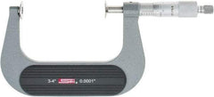 SPI - 3 to 4", Ratchet Stop Thimble, Mechanical Disc Micrometer - 0.0002" Accuracy, 0.79" Disc, 0.0001" Resolution, 0.31" Spindle Diam, Steel Face, NIST Traceability Certification Included - Apex Tool & Supply