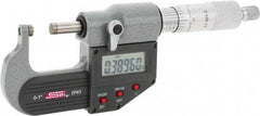 SPI - Electronic, 0 to 1" Measurement, Painted Finish Carbide Face Ball Anvil Micrometer - 0.00005" Graduation, Ratchet Stop Thimble - Apex Tool & Supply