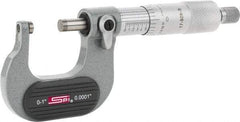 SPI - Mechanical, 0 to 1" Measurement, Painted Finish Carbide Face Ball Anvil Micrometer - 0.0001" Graduation, Ratchet Stop Thimble - Apex Tool & Supply